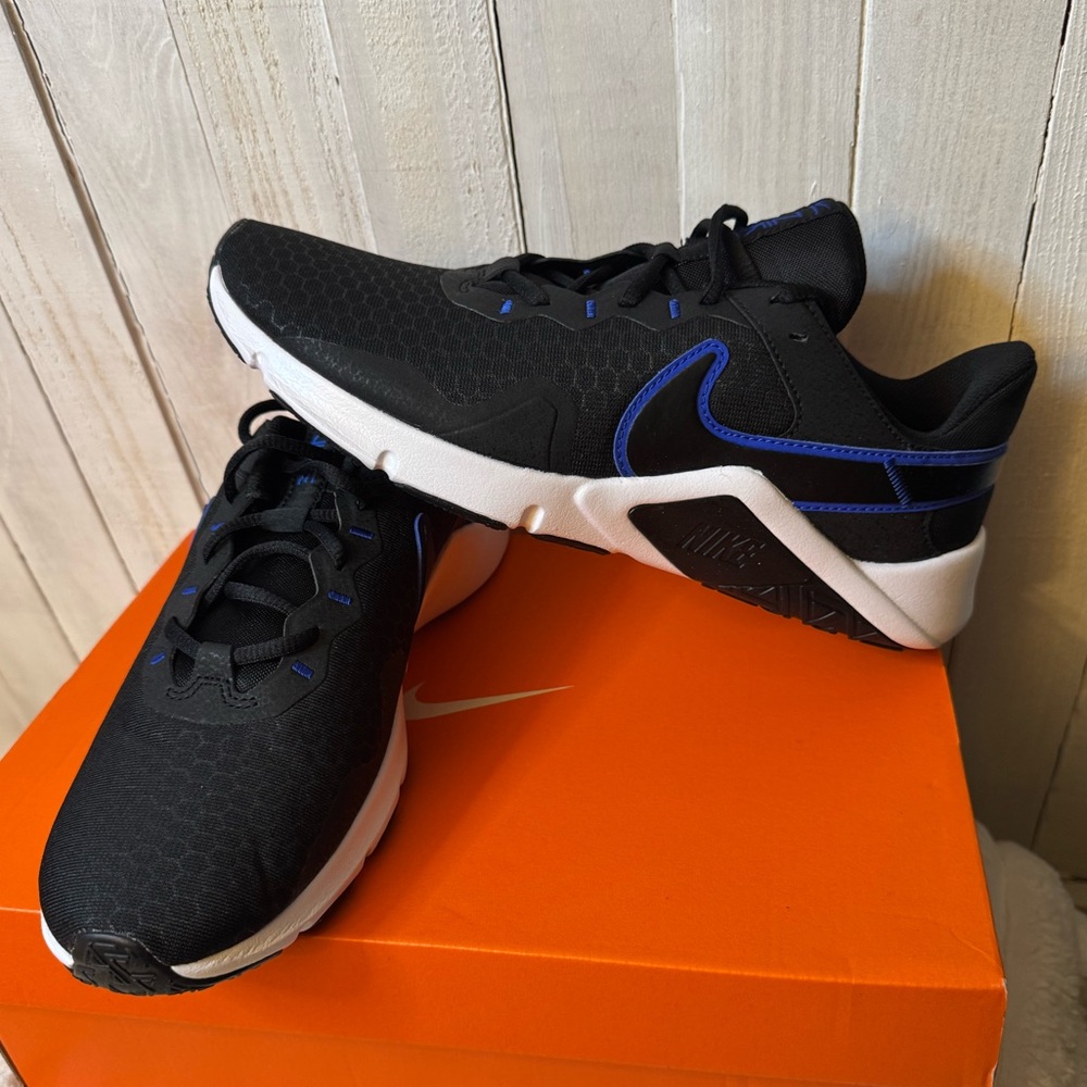 Nike Legend Essential 2 – Size 12, Black with Blue Strap - Replacement Box